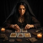 Гадание онлайн «Прошлое, настоящее, будущее» на картах «Оракул чёрного колдовства»